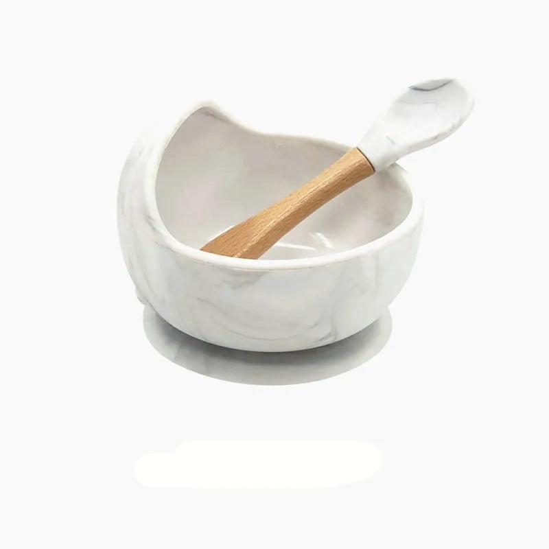 Baby Silicone Feeding Set with Wooden Spoon