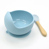 Baby Silicone Feeding Set with Wooden Spoon